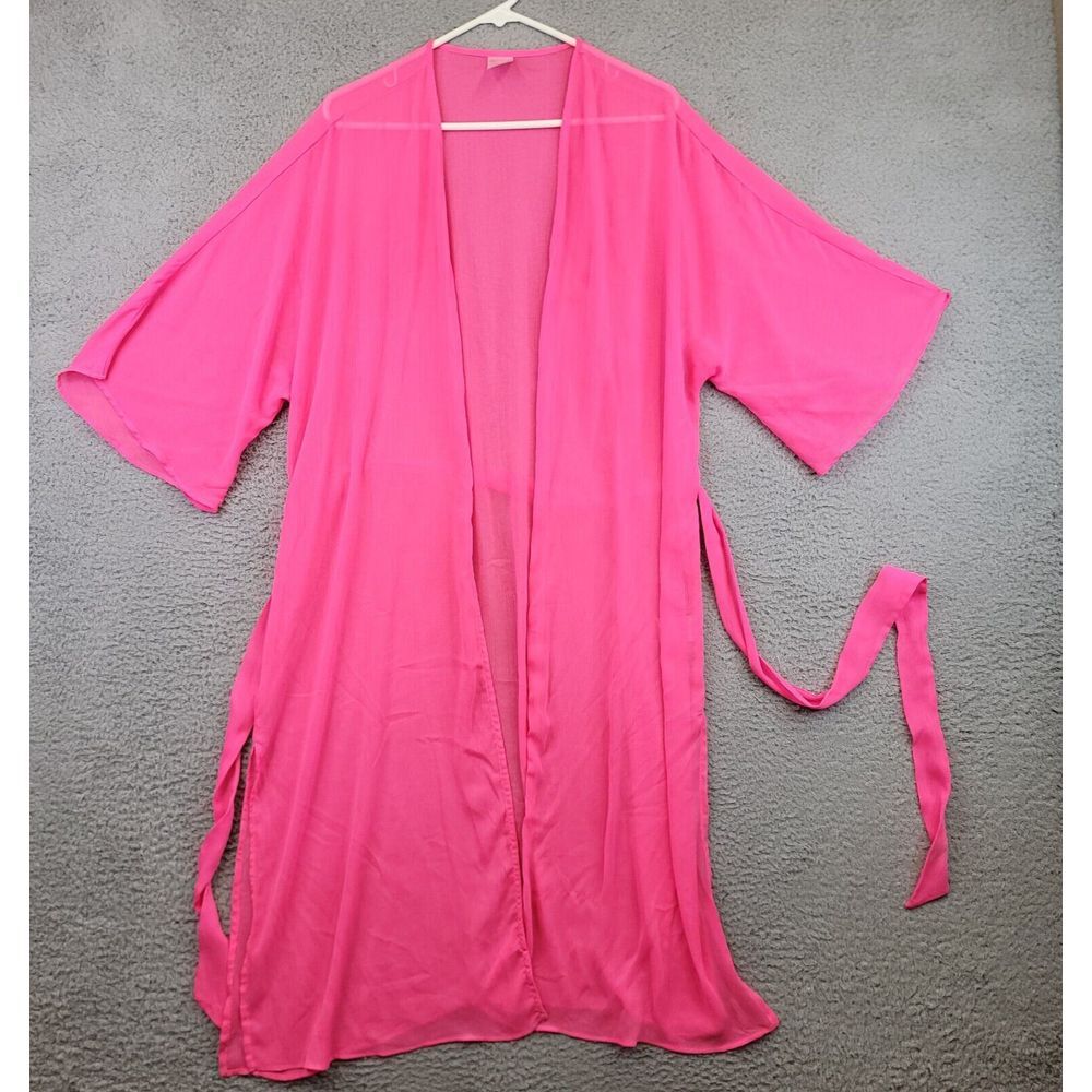 No Boundaries Women's Sheer Cardigan Duster S/M‎ Juniors Hot Pink Cover Up
